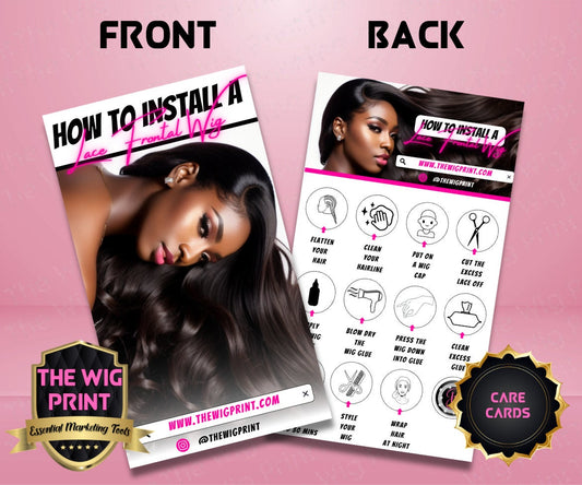 Lace Frontal Care Cards | Pink | Wigs, Hair, Nails, Makeup + Lash Industry | DIY | CANVA