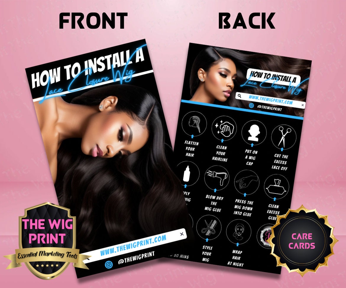 Lace Closure Wig Care Cards | Blue | Wigs, Hair, Nails, Makeup + Lash Industry | DIY | CANVA