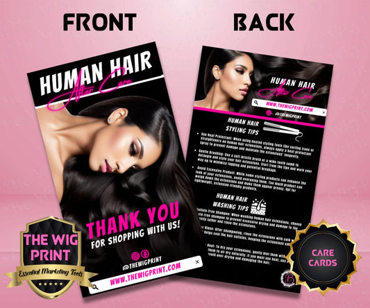 Human Hair After Care Cards | pink | Wigs, Hair, Nails, Makeup + Lash Industry | DIY | CANVA