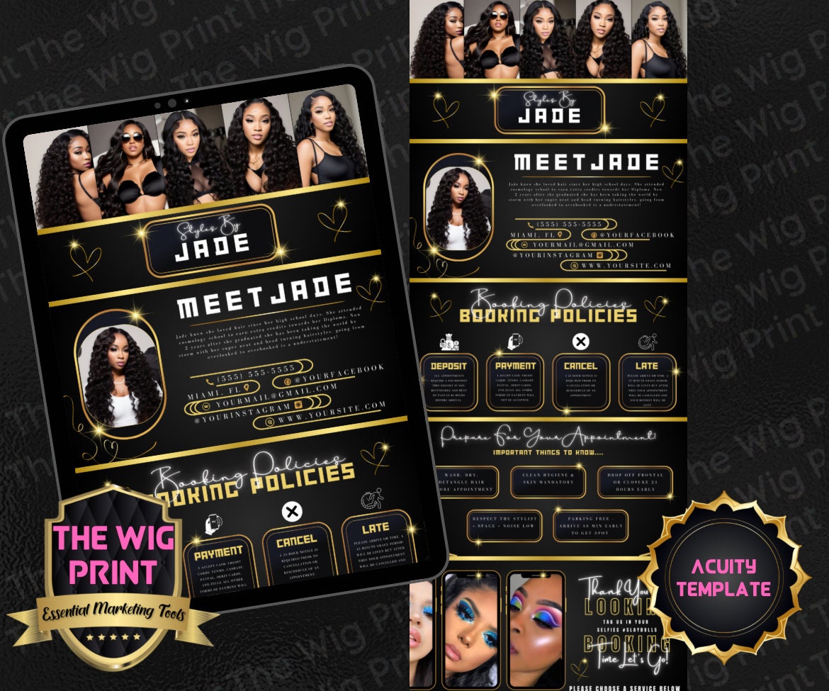 Styles By  | Acuity Template | 5 Banners | Hair + Wig + Makeup + nails + Lash Industry | DIY | CANVA | Flyer | Website