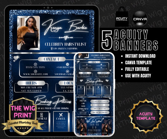 Celebrity Hairstyles by | Acuity Template | 5 Banners | Hair + Wig + Makeup + nails + Lash Industry | DIY | CANVA | Flyer | Website