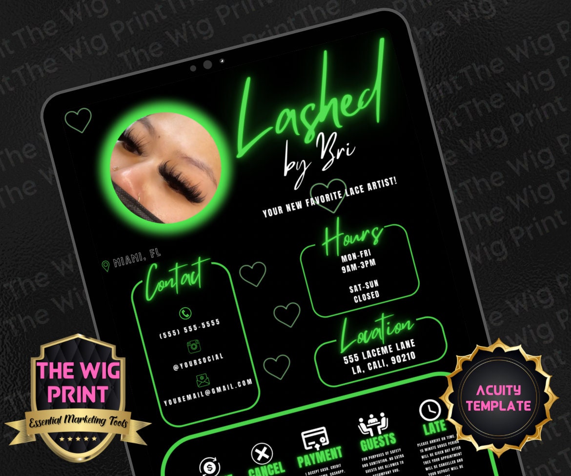 LaShed By Bri | Acuity Template | 5 Banners | Hair + Wig + Makeup + nails + Lash Industry | DIY | CANVA | Flyer | Website