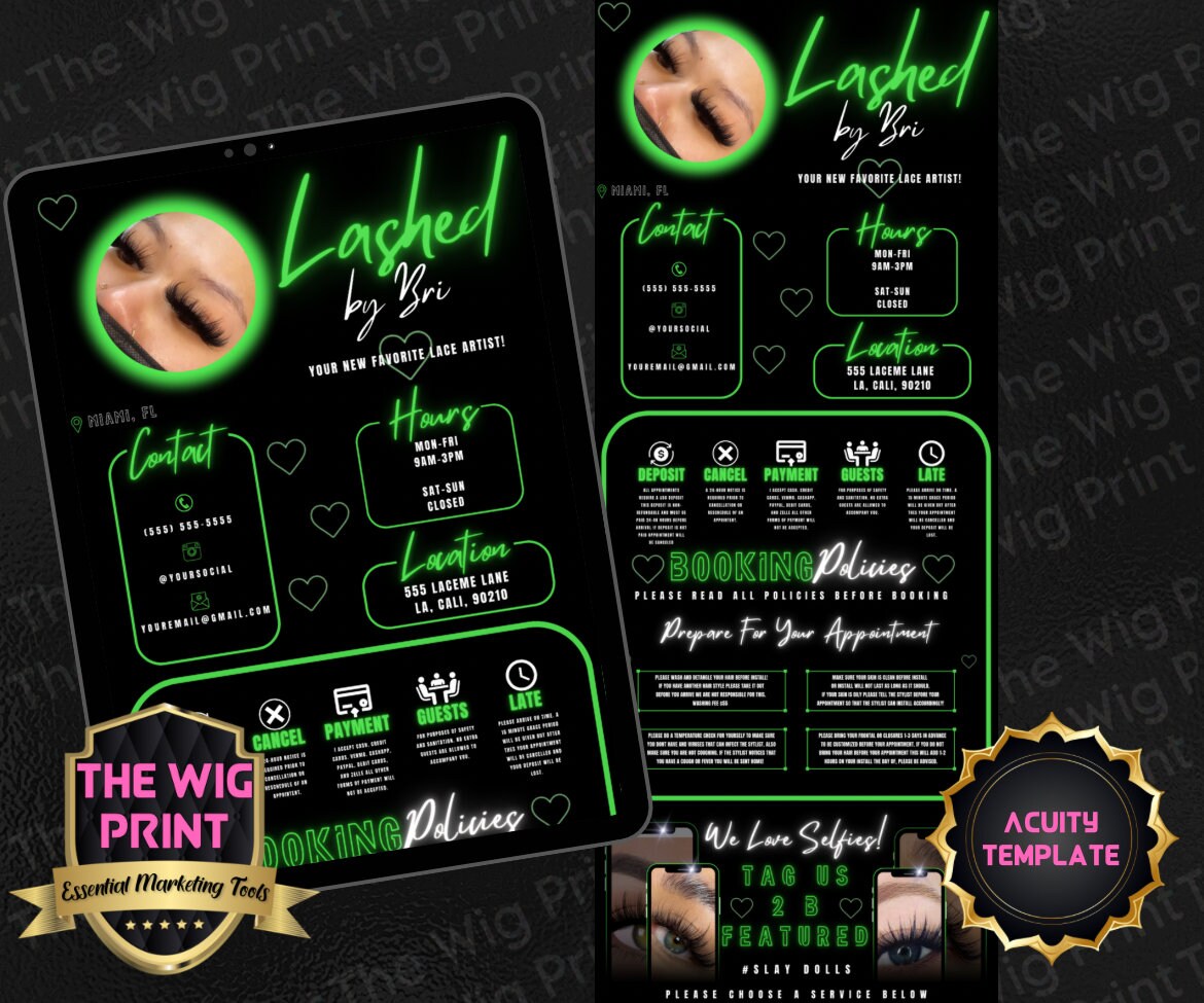 LaShed By Bri | Acuity Template | 5 Banners | Hair + Wig + Makeup + nails + Lash Industry | DIY | CANVA | Flyer | Website