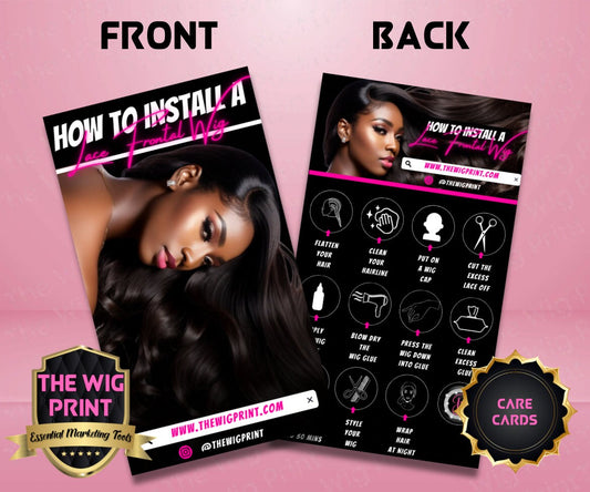 Lace Frontal Care Cards | Pink | Wigs, Hair, Nails, Makeup + Lash Industry | DIY | CANVA