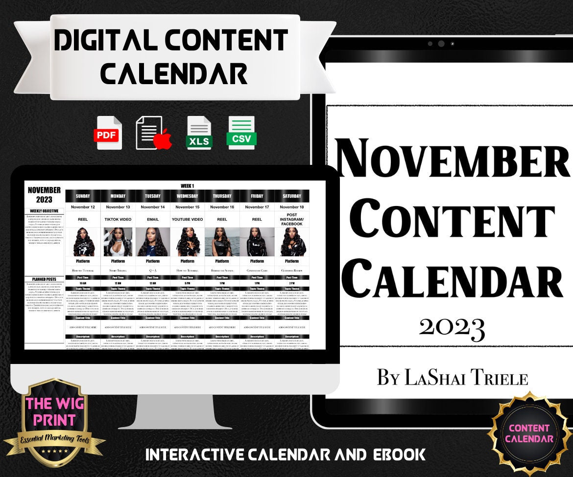 November Content Calendar | Digital + Interactive | Perfect for all companies and brands Companies | +Interactive Digital Ebook