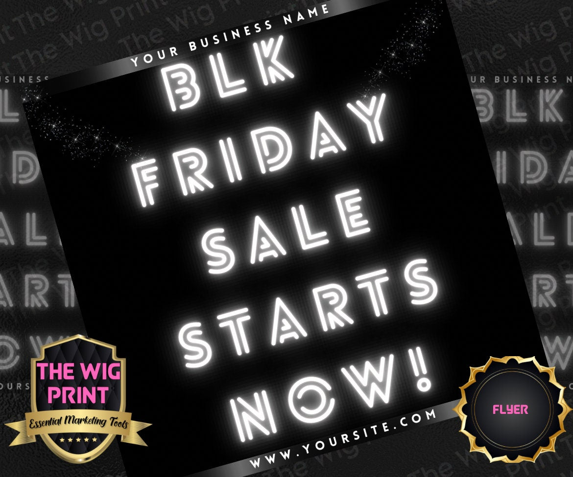 BLK Friday | 6 Flyers | Hair + Wig, Nail, Lashes, & Makeup Industry | pink + white | DIY | CANVA | Instagram | Facebook