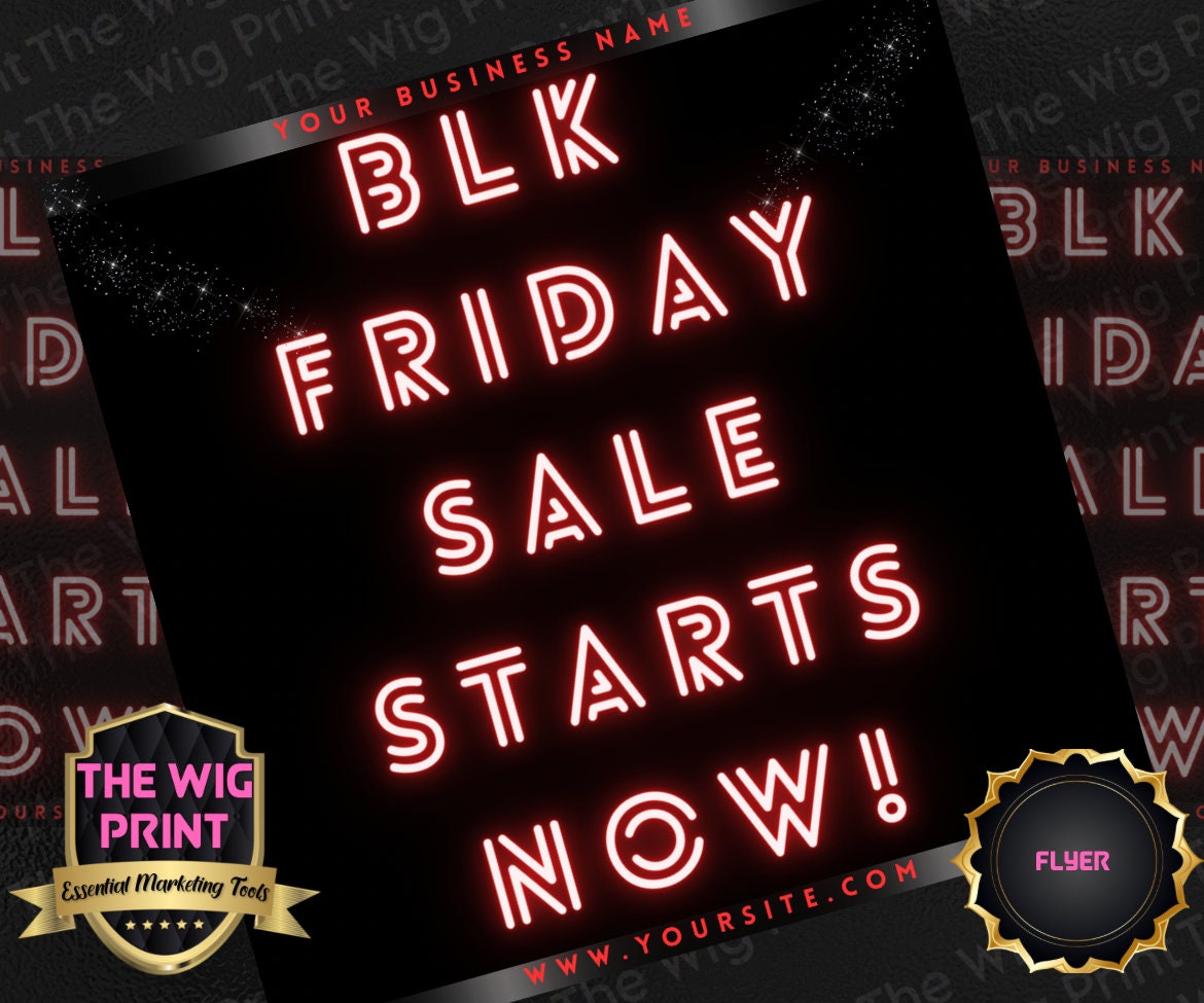 BLK Friday | 6 Flyers | Hair + Wig, Nail, Lashes, & Makeup Industry | red + black | DIY | CANVA | Instagram | Facebook