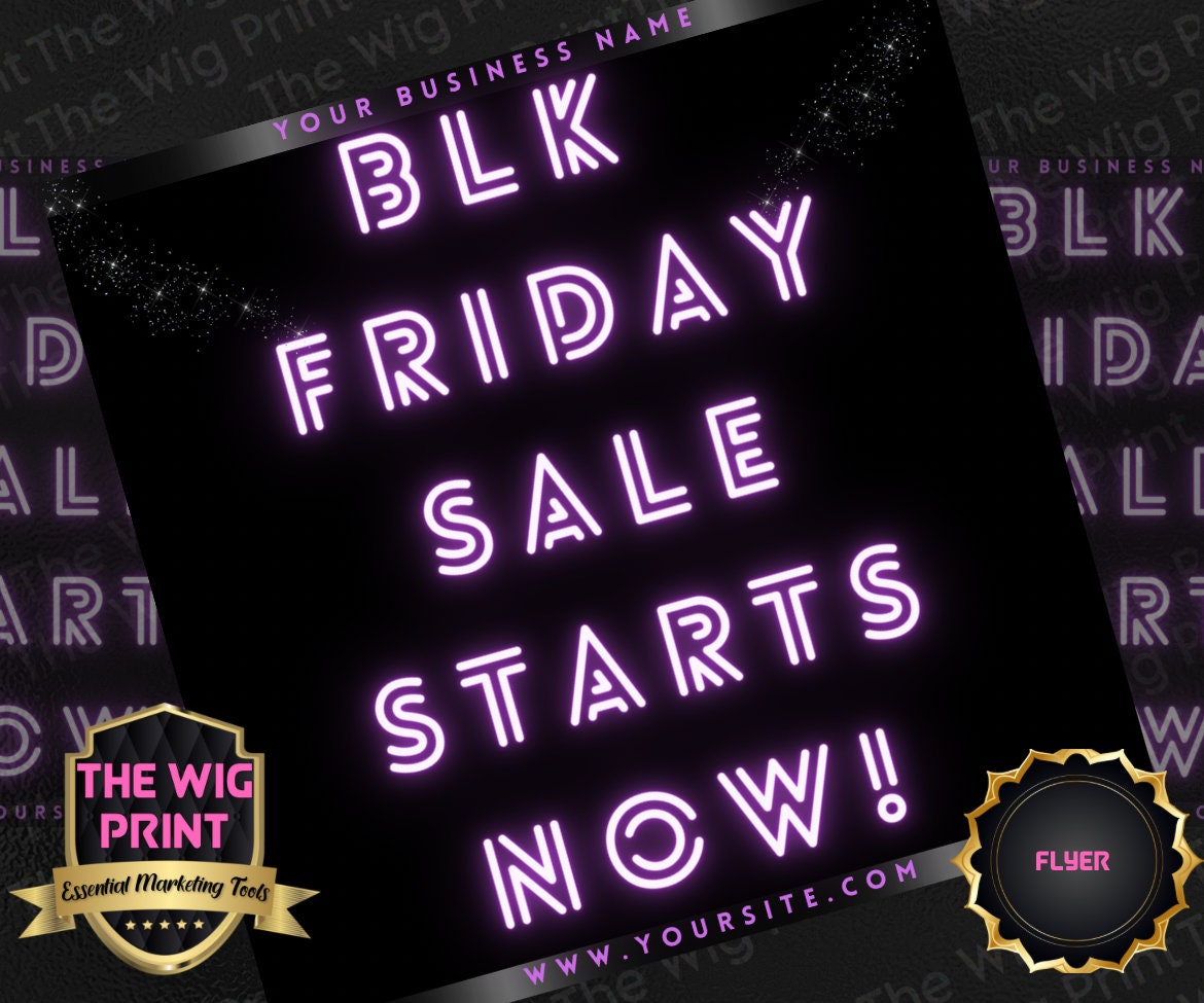 BLK Friday | 6 Flyers | Hair + Wig, Nail, Lashes, & Makeup Industry | purple + black | DIY | CANVA | Instagram | Facebook