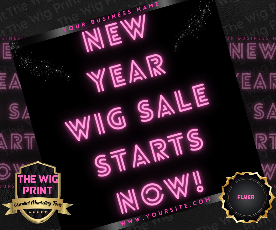 New Year New Wig 2024 | 4 Flyers | Hair + Wig, Nail, Lashes, & Makeup Industry | Pink | DIY | CANVA | Instagram | Facebook