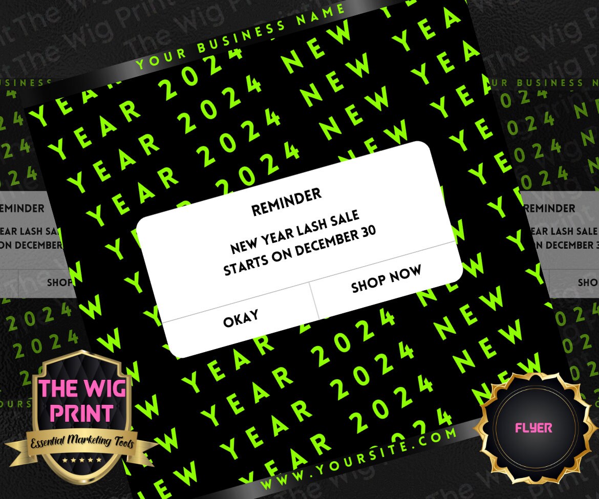 New Year New Lashes 2024 | 4 Flyers | Hair + Wig, Nail, Lashes, & Makeup Industry | Pink | DIY | CANVA | Instagram | Facebook