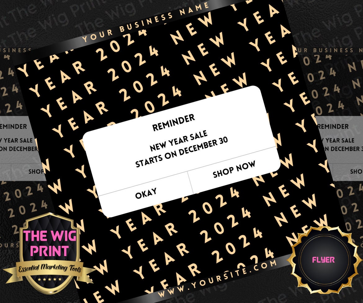 New Year New Sale 2024 | 4 Flyers | Hair + Wig, Nail, Lashes, & Makeup Industry | Pink | DIY | CANVA | Instagram | Facebook