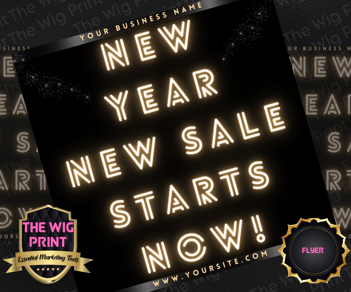 New Year New Sale 2024 | 4 Flyers | Hair + Wig, Nail, Lashes, & Makeup Industry | Pink | DIY | CANVA | Instagram | Facebook