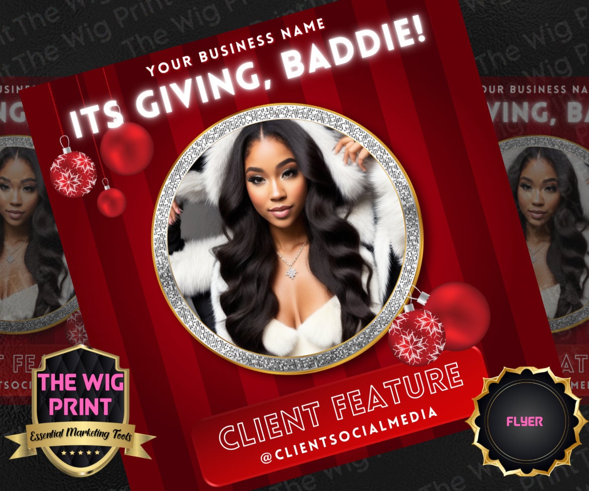 December XMAS | 12 Flyers | Hair + Wig, Nail, Lashes, & Makeup Industry | Pink | DIY | CANVA | Instagram | Facebook