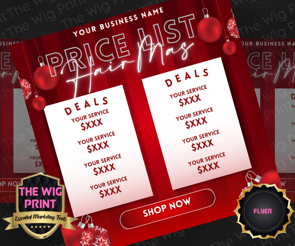 HAIRMAS XMas Bundle | 12 Flyers | Hair + Wig, Nail, Lashes, & Makeup Industry | Pink | DIY | CANVA | Instagram | Facebook