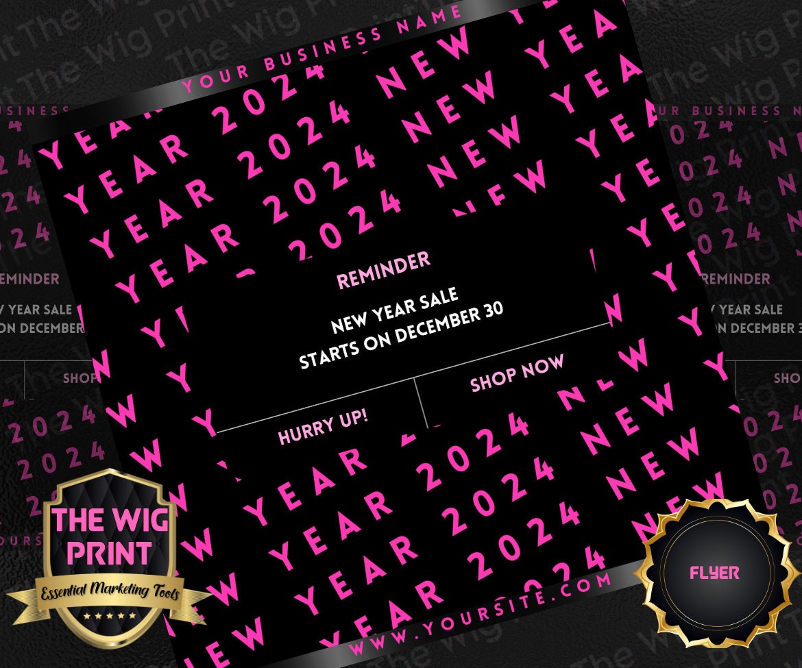 New Year New Wig 2024 | 4 Flyers | Hair + Wig, Nail, Lashes, & Makeup Industry | Pink | DIY | CANVA | Instagram | Facebook