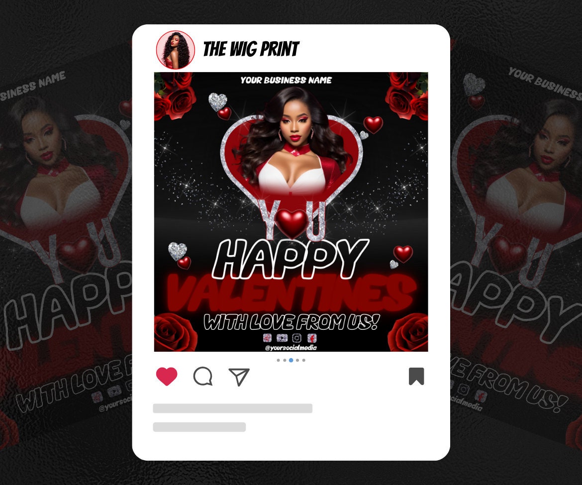 Valentines Sale 20 Flyers | YOU Theme | Red + Black | Hair + Wig, Nail, Lashes, & Makeup Industry | DIY | CANVA | Instagram | Facebook