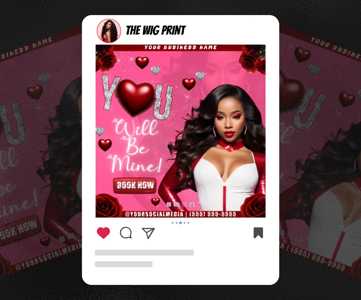 Valentines Sale 20 Flyers | YOU Theme | Red + Pink | Hair + Wig, Nail, Lashes, & Makeup Industry | DIY | CANVA | Instagram | Facebook