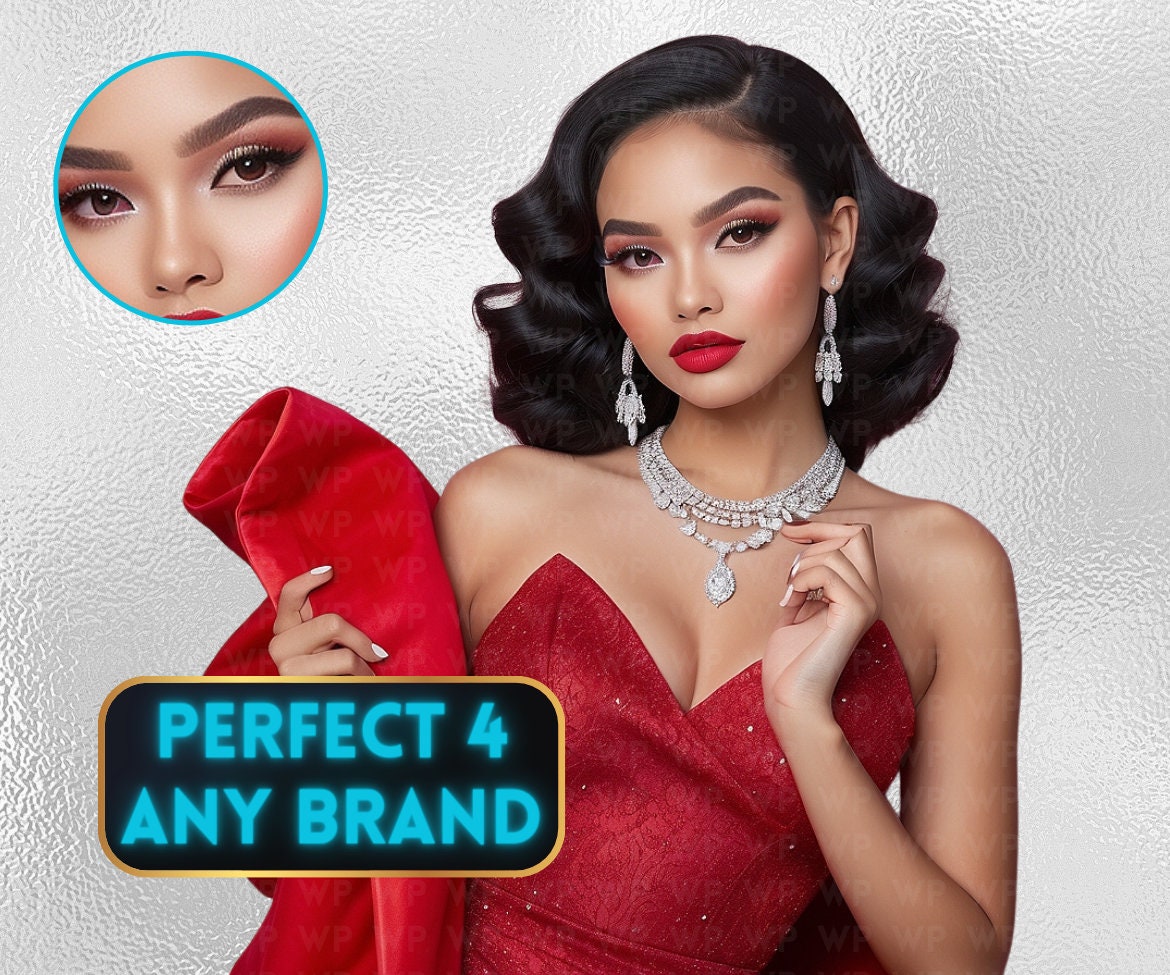 Ai Baddie Kyla Jenny | Pretty in Red | 12+ Couture Model Stock Photos | Wearing Red + Diamonds | Ultra Realistic