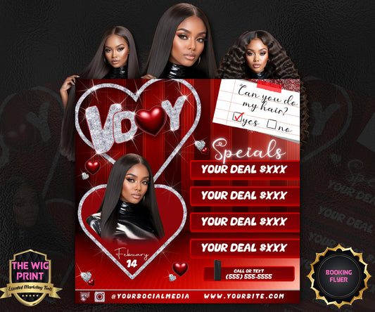 VDay | Can You Do My Hair? (Calendar) | 1 Flyer | Valentines Theme | DIY | CANVA | Instagram | Facebook