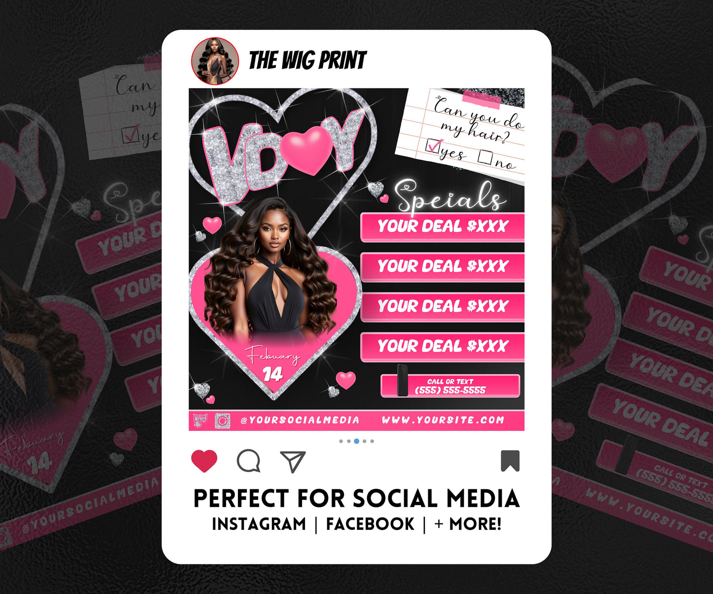 VDay | Can You Do My Hair? (Calendar) | 1 Flyer | Valentines Theme | DIY | CANVA | Social Media Flyer