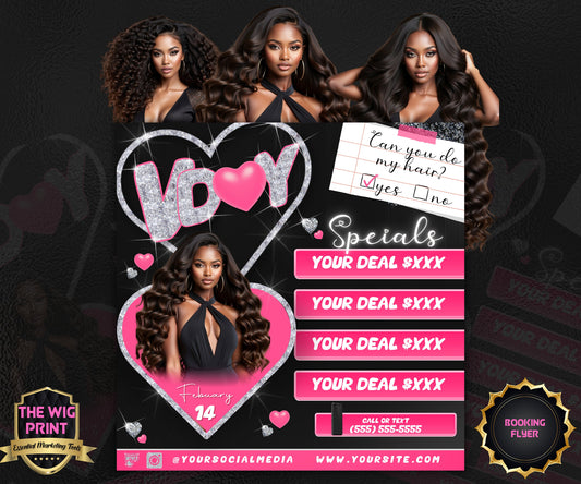 VDay | Can You Do My Hair? (Calendar) | 1 Flyer | Valentines Theme | DIY | CANVA | Social Media Flyer