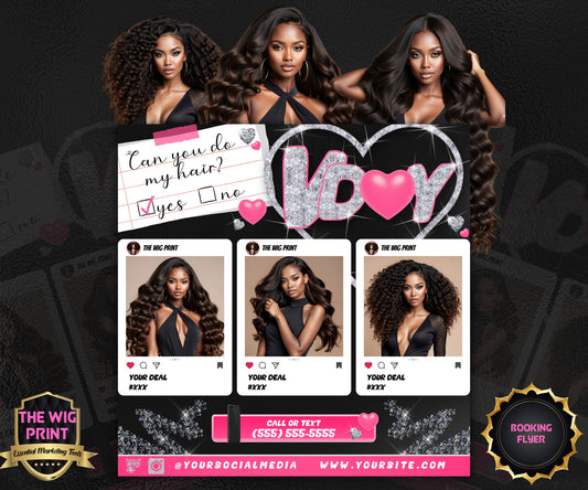 VDay | Can You Do My Hair? (Calendar) | 1 Flyer | Valentines Theme | DIY | CANVA | Social Media Flyer