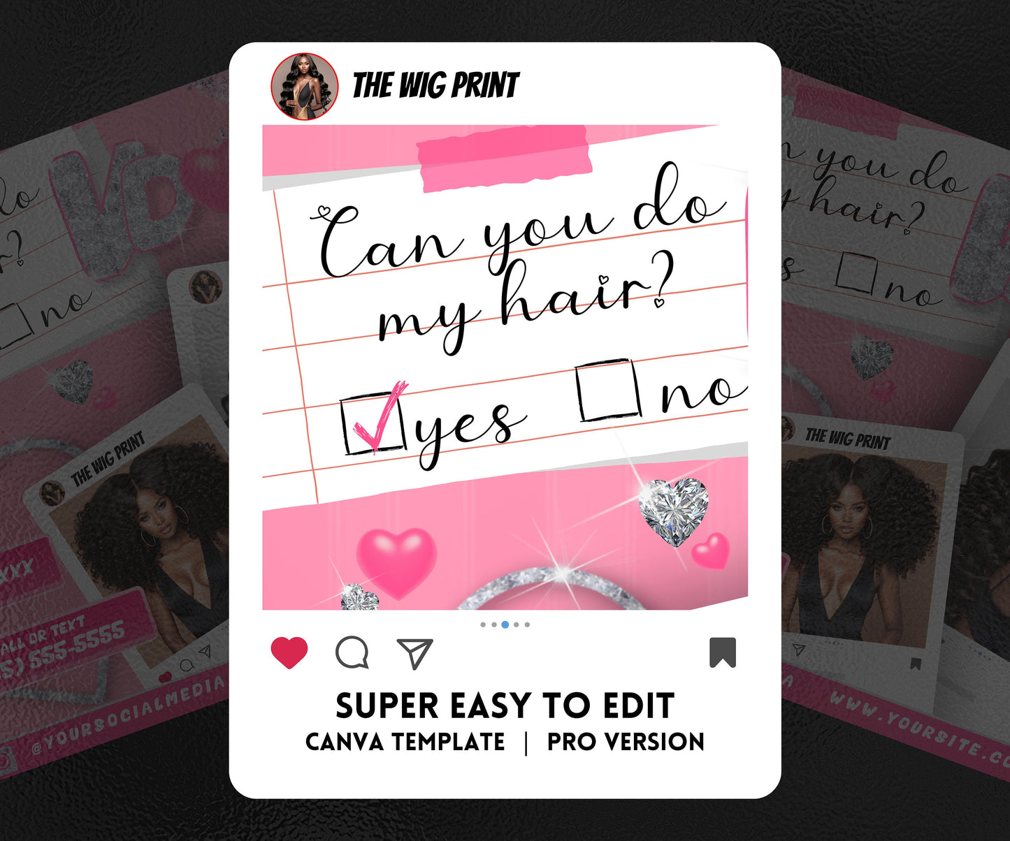 VDay | Can You Do My Hair? | 1 Flyer | Valentines Theme | Hair + Beauty | DIY | CANVA | Instagram | Facebook