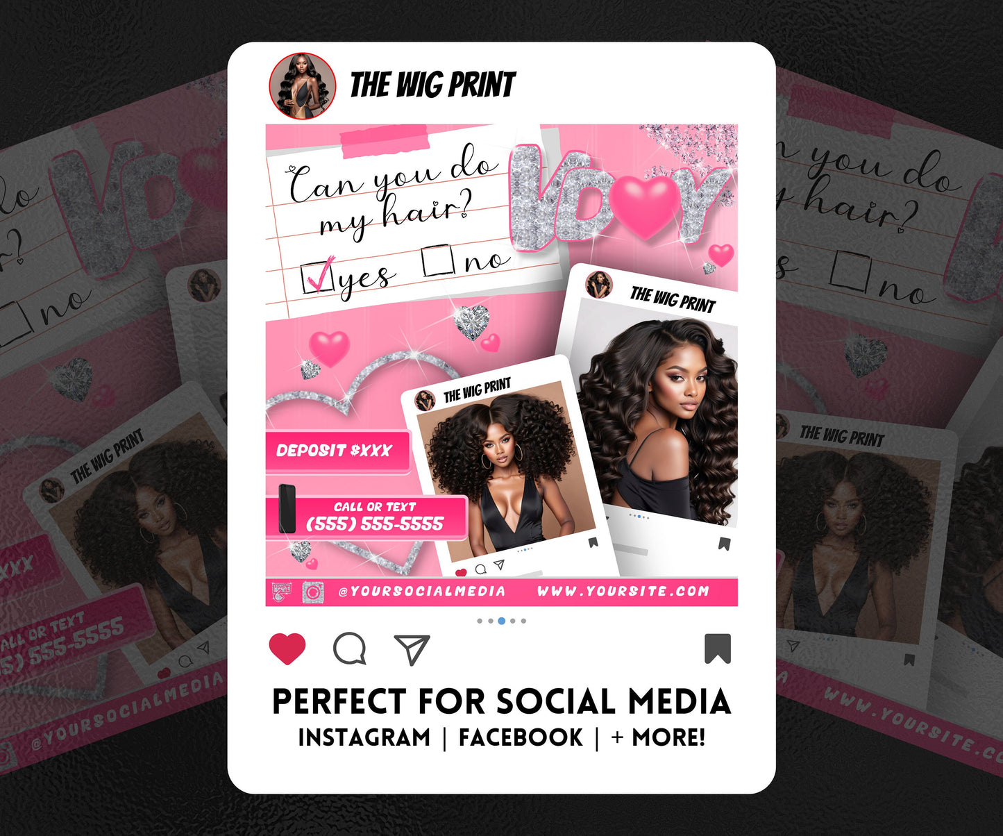 VDay | Can You Do My Hair? | 1 Flyer | Valentines Theme | Hair + Beauty | DIY | CANVA | Instagram | Facebook