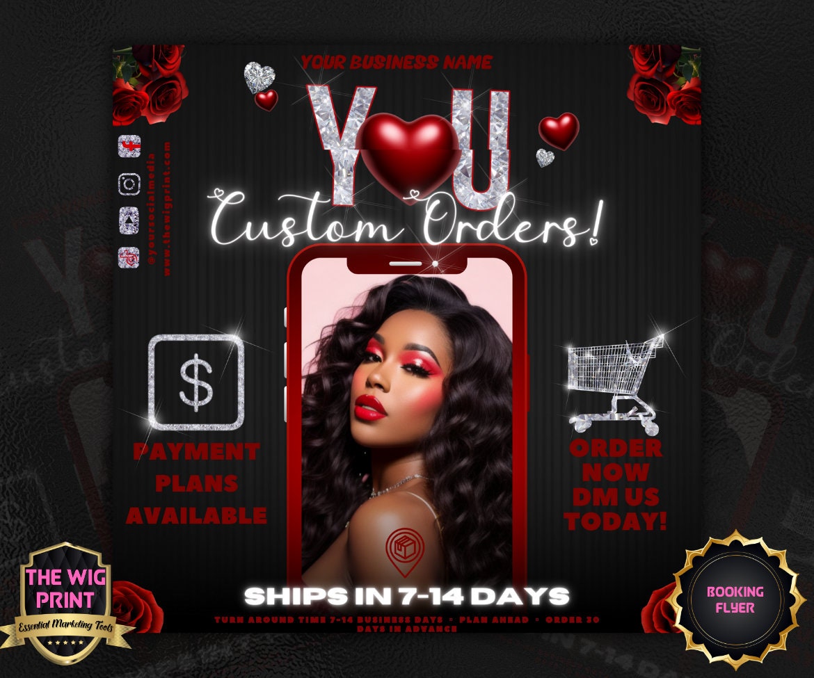 VDay | Custom Orders | 1 Flyer | Valentines You Theme | DIY | CANVA | Social Media Flyer