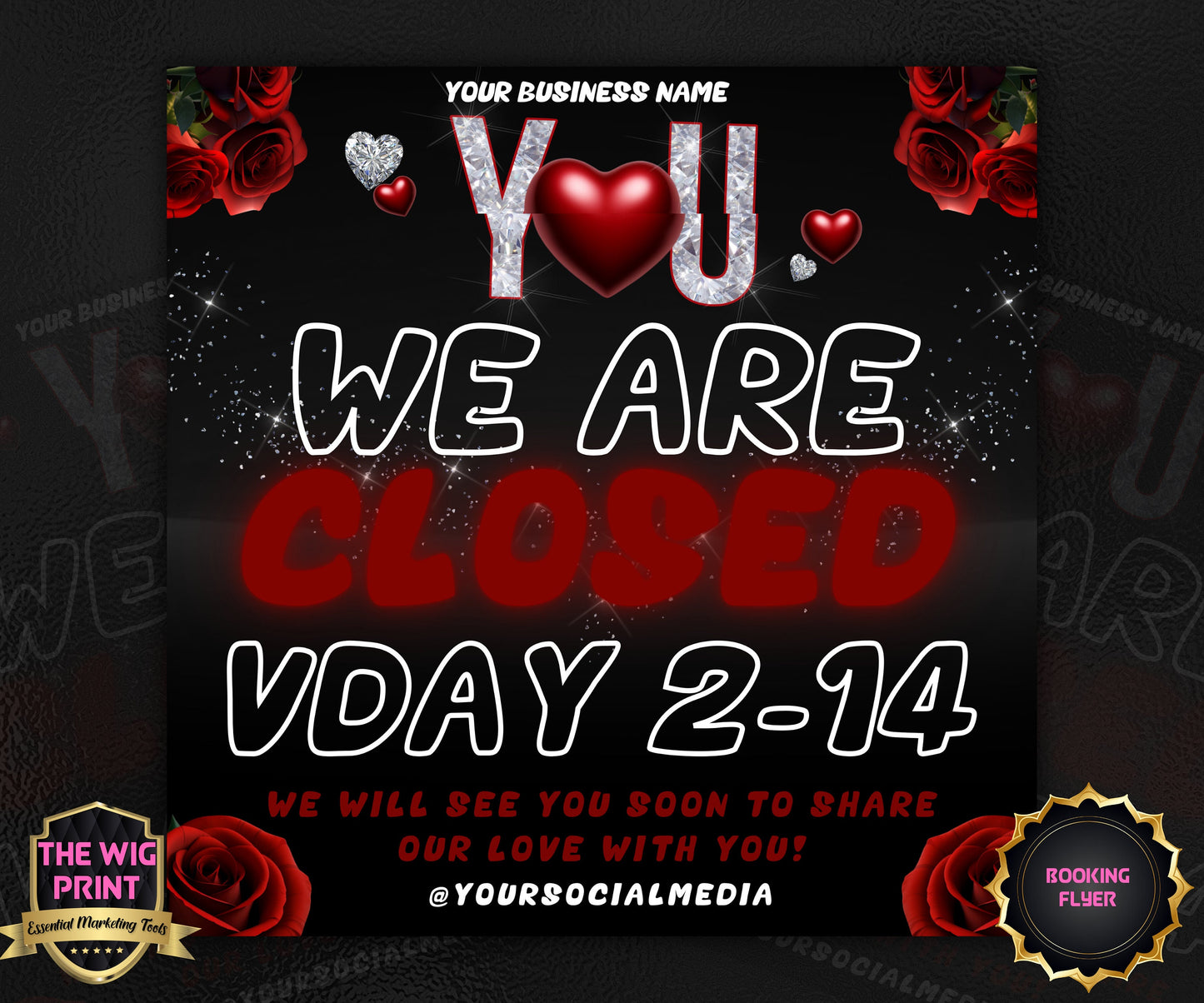 VDay | We are Closed | 1 Flyer | Valentines You Theme | DIY | CANVA | Social Media Flyer