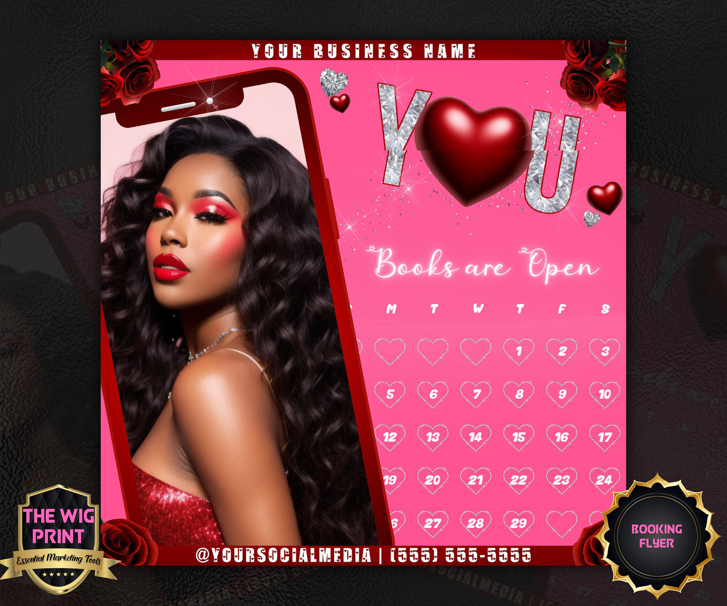 VDay | Books are Open | 1 Flyer | Valentines You Theme | DIY | CANVA | Social Media Flyer