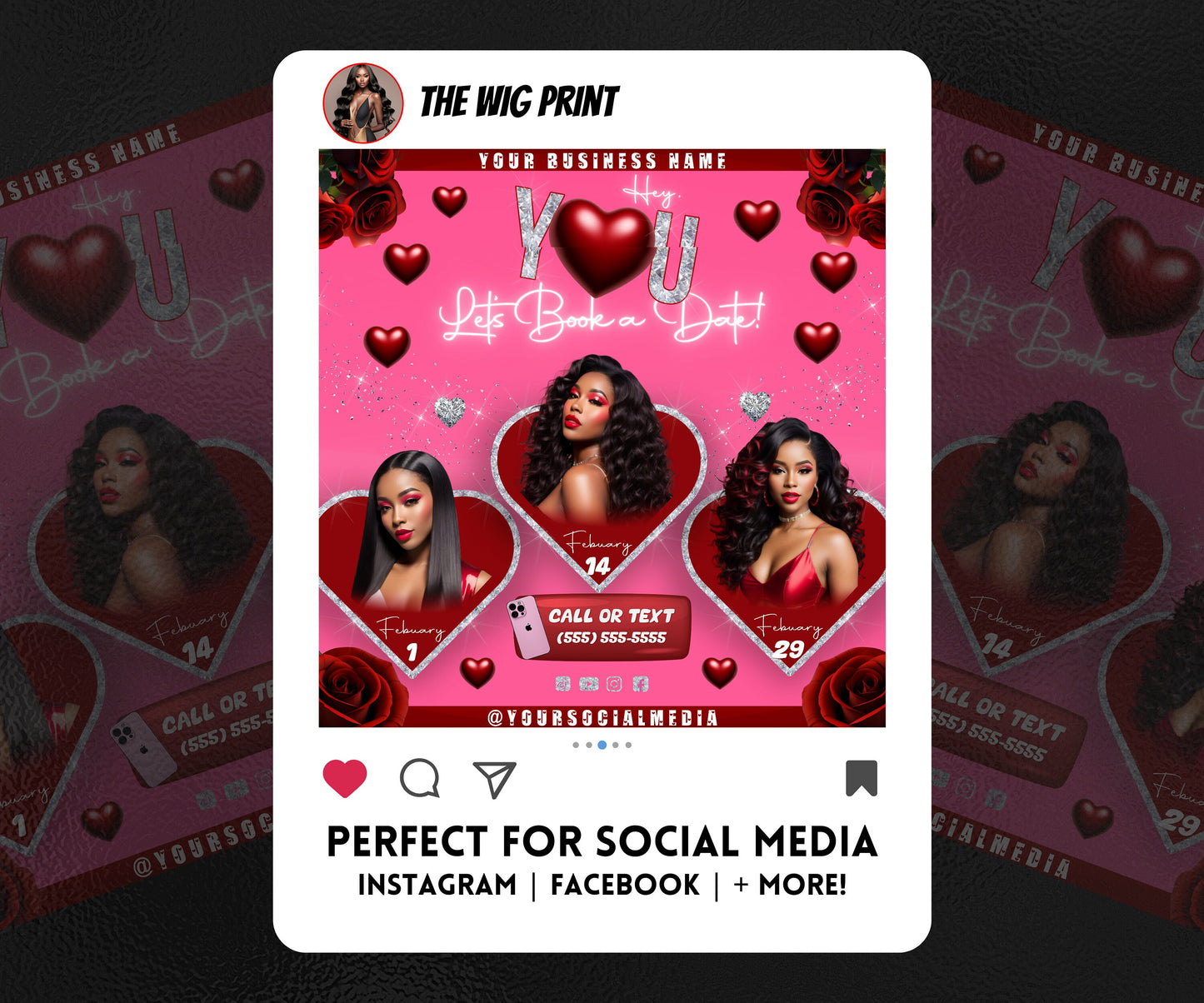 VDay | Lets Book a Date | 1 Flyer | Valentines You Theme | DIY | CANVA | Social Media Flyer