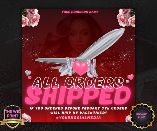 VDay | All Orders Shipped | 1 Flyer | Valentines You Theme | DIY | CANVA | Social Media Flyer