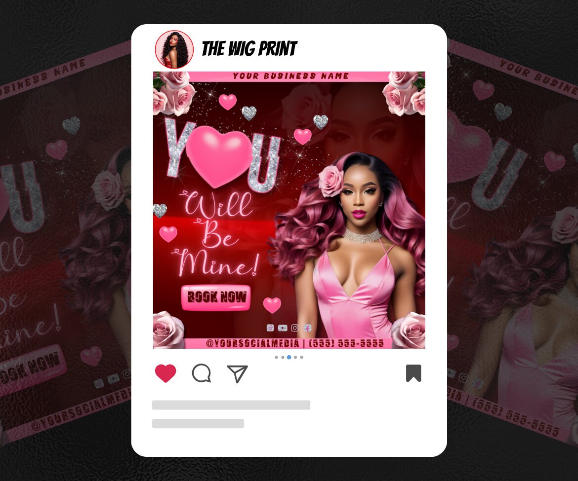 Valentines Sale 20 Flyers | YOU Theme | Pink + Red | Hair + Wig, Nail, Lashes, & Makeup Industry | DIY | CANVA | Instagram | Facebook