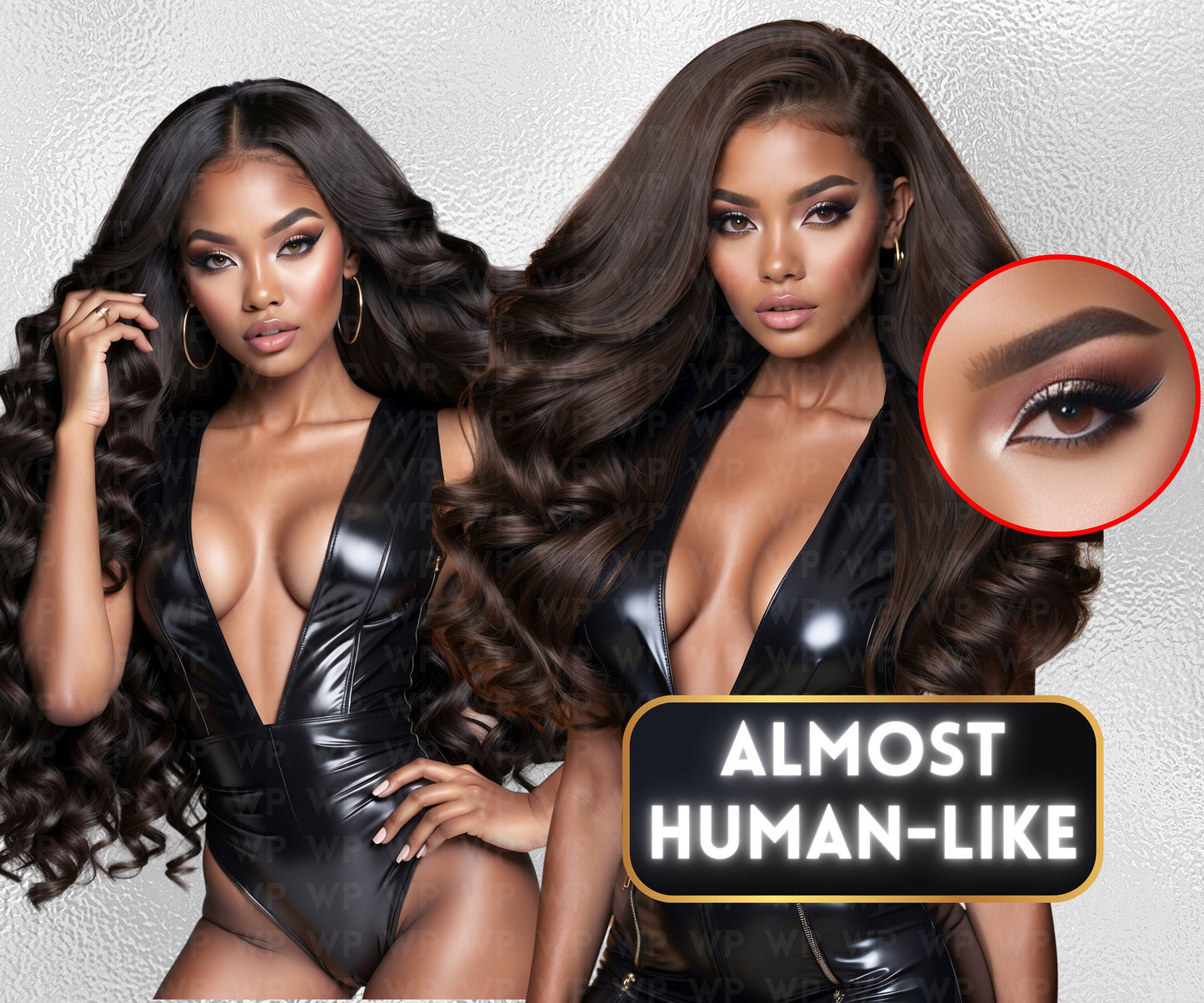 Ai Baddies | PVC All Black Outfits | 25 Models | Model Stock Photos | Ultra Realistic