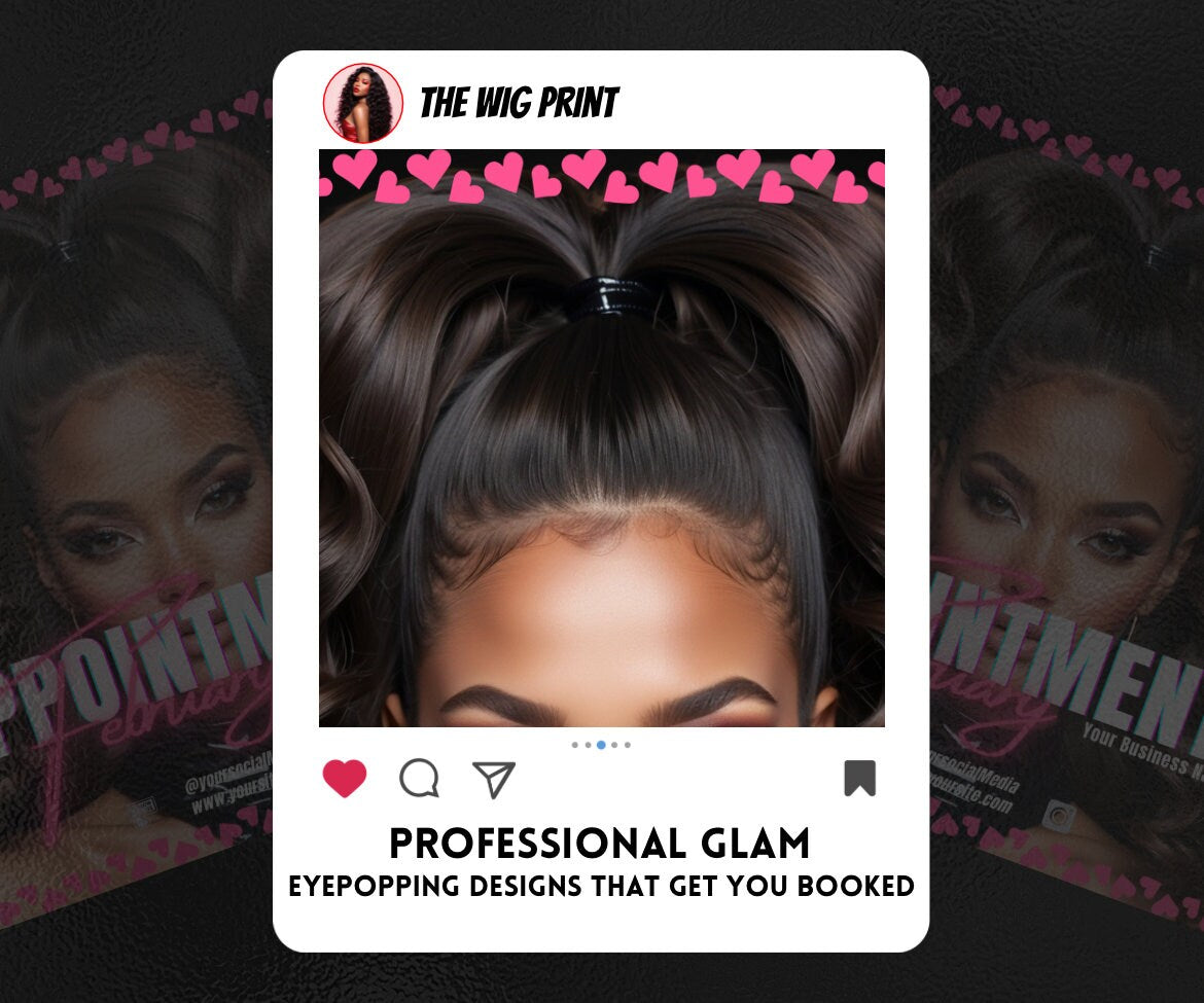 February Appointments | 1 Flyer | Pink Hearts | Hair + Wig, Nail, Lashes, & Makeup Industry | DIY | CANVA | Instagram | Facebook