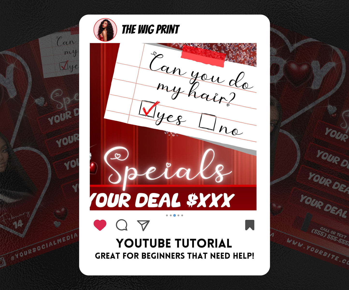 VDay | Can You Do My Hair? (Calendar) | 1 Flyer | Valentines Theme | DIY | CANVA | Instagram | Facebook