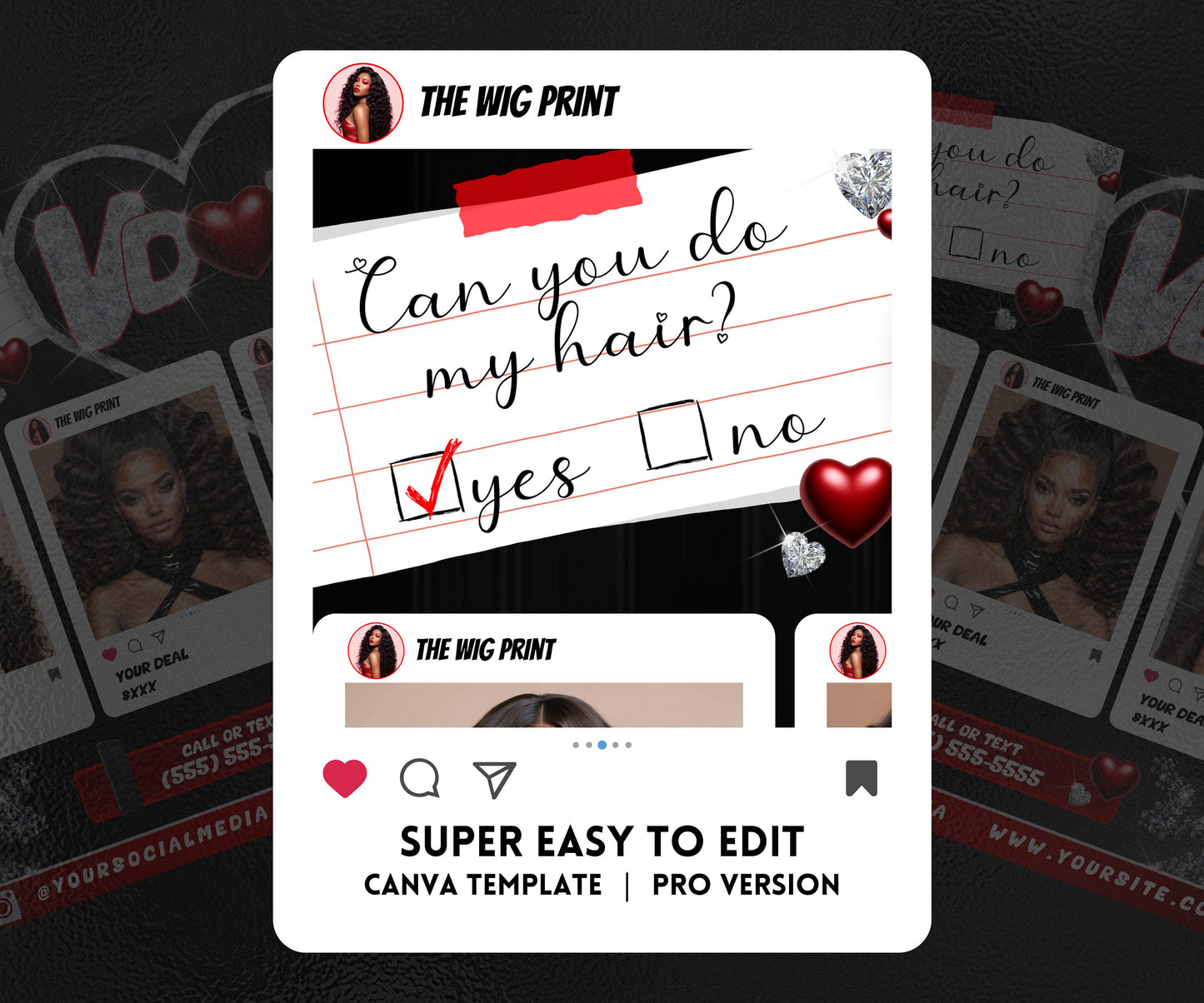 VDay | Can You Do My Hair? (Calendar) | 1 Flyer | Valentines Theme | DIY | CANVA | Instagram | Facebook