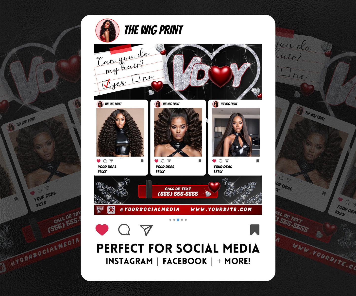 VDay | Can You Do My Hair? (Calendar) | 1 Flyer | Valentines Theme | DIY | CANVA | Instagram | Facebook