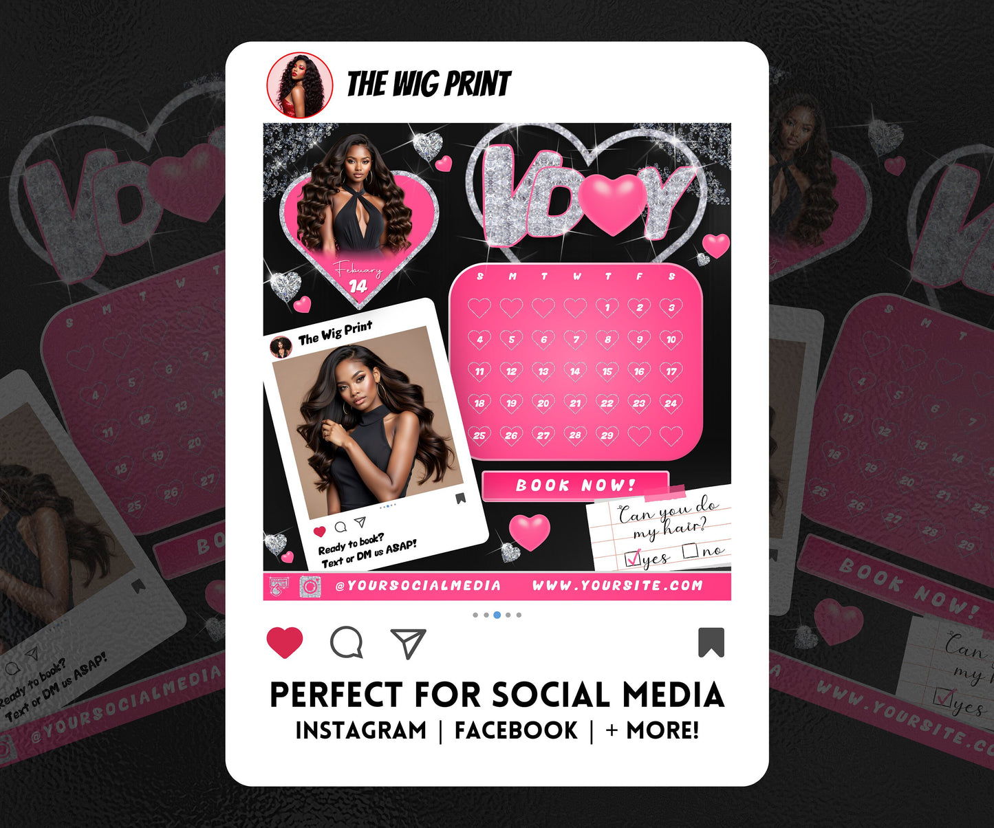 VDay | Can You Do My Hair? (Calendar) | 1 Flyer | Valentines Theme | Social Media Flyer