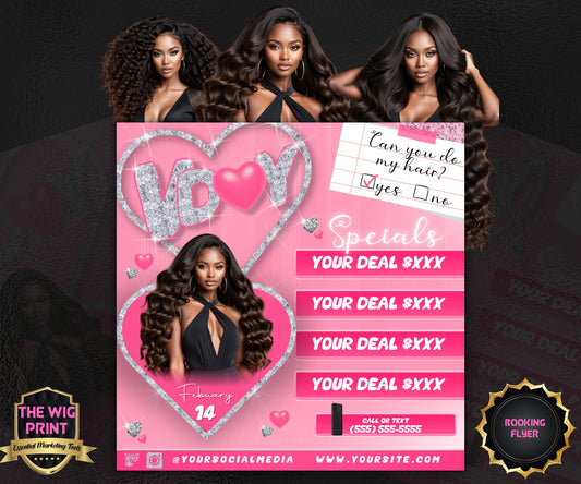 VDay | Can You Do My Hair? (Calendar) | 1 Flyer | Valentines Theme | DIY | CANVA | Social Media