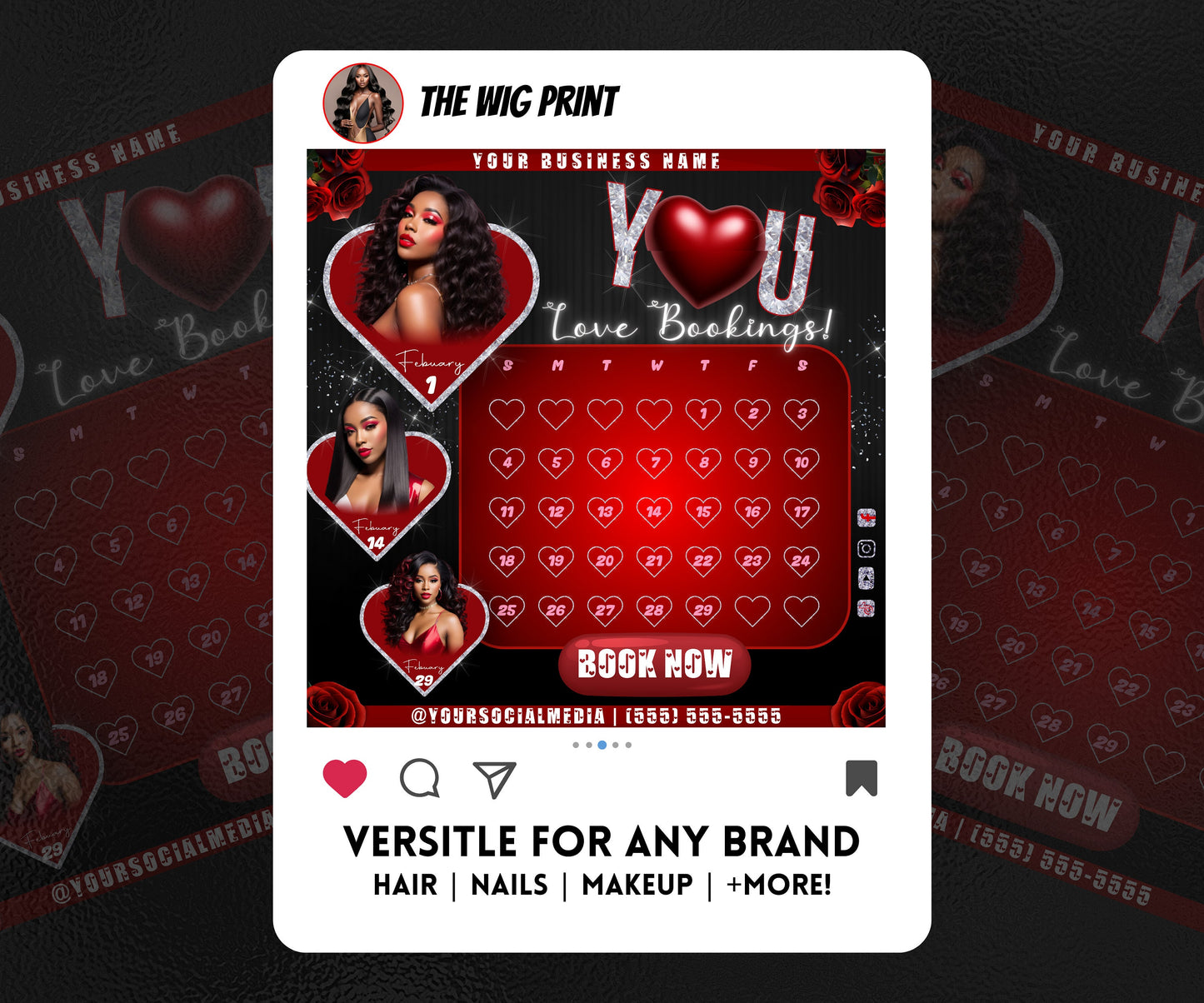 VDay | Love Bookings | 1 Flyer | Valentines You Theme | DIY | CANVA | Social Media Flyer