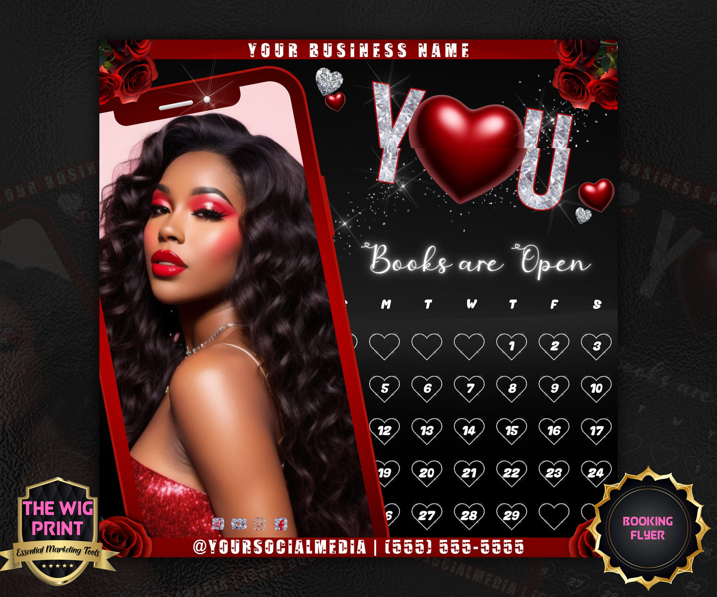 VDay | Books are Open | 1 Flyer | Valentines You Theme | DIY | CANVA | Social Media Flyer