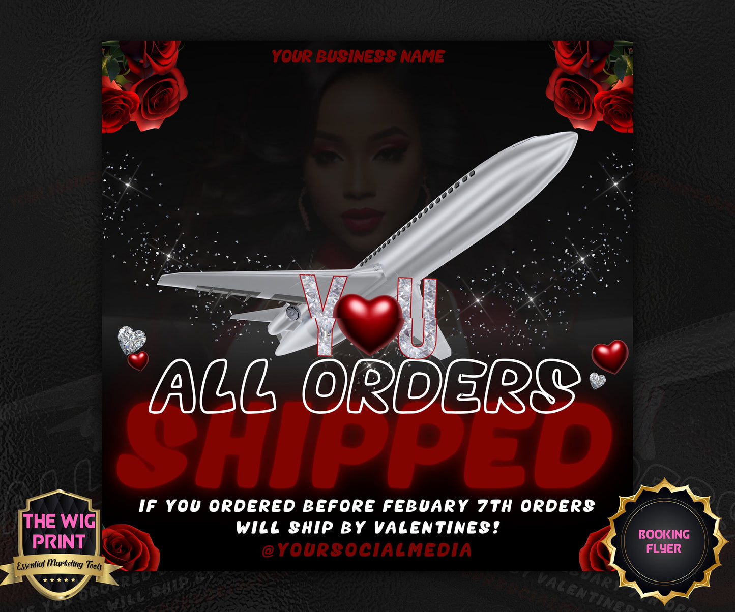 VDay | All Orders Shipped | 1 Flyer | Valentines You Theme | DIY | CANVA | Social Media Flyer