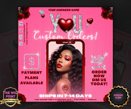 VDay | Custom Orders | 1 Flyer | Valentines You Theme | DIY | CANVA | Social Media Flyer