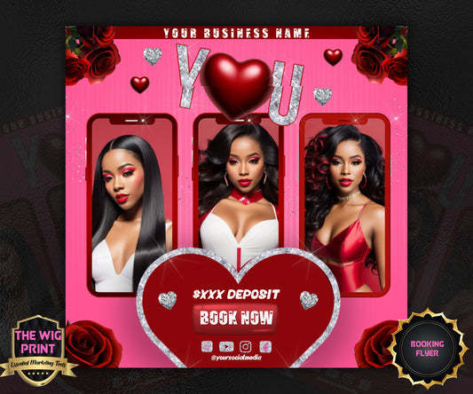 VDay | Book Now | 1 Flyer | Valentines You Theme | DIY | CANVA | Social Media Flyer