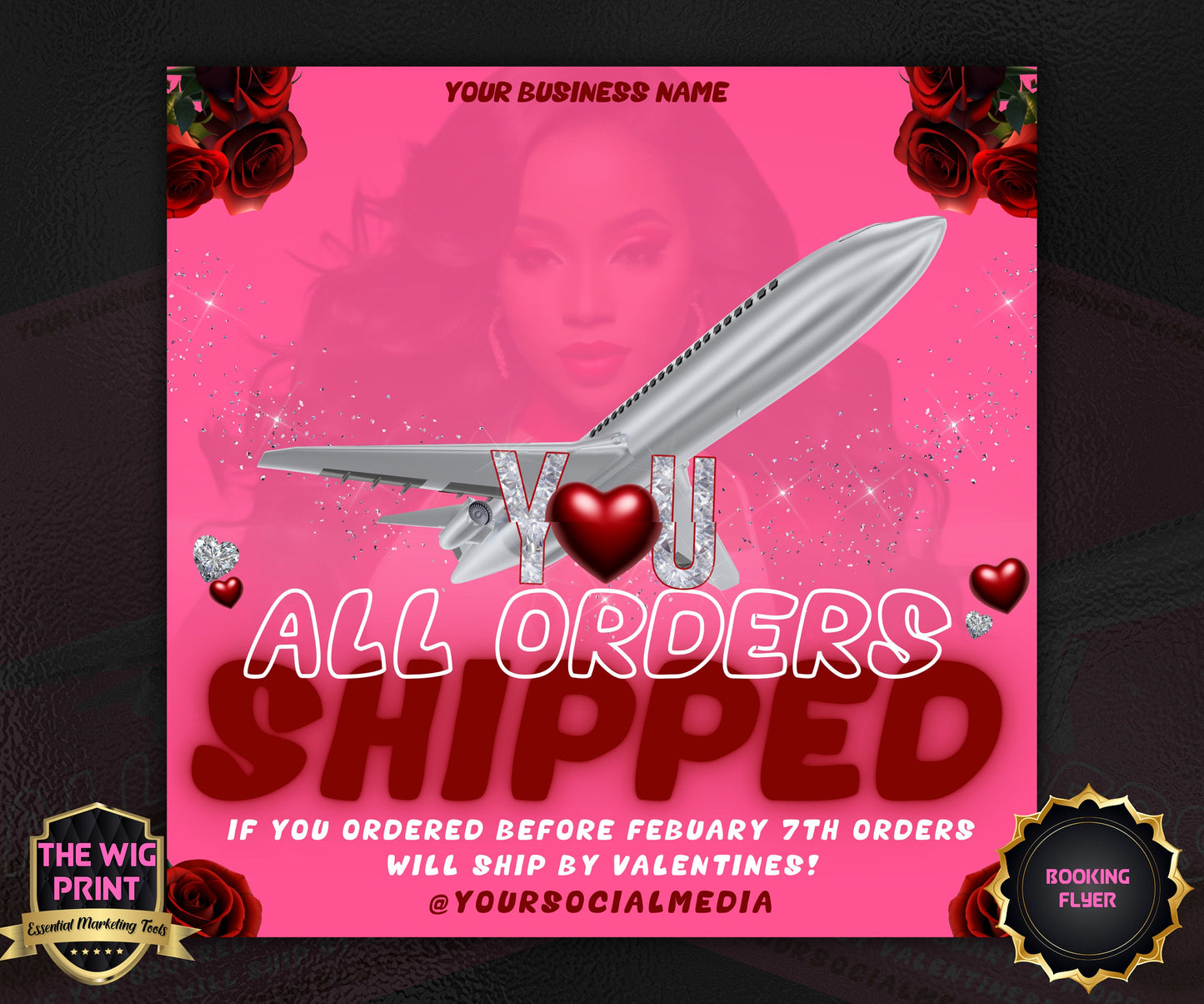 VDay | All Orders Shipped | 1 Flyer | Valentines You Theme | DIY | CANVA | Social Media Flyer