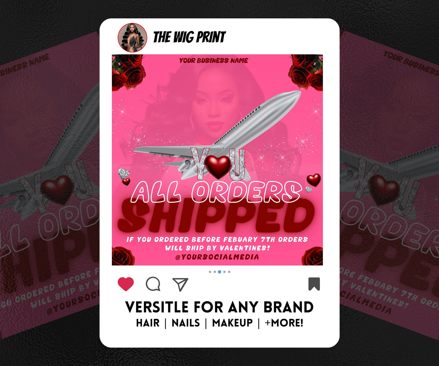 VDay | All Orders Shipped | 1 Flyer | Valentines You Theme | DIY | CANVA | Social Media Flyer