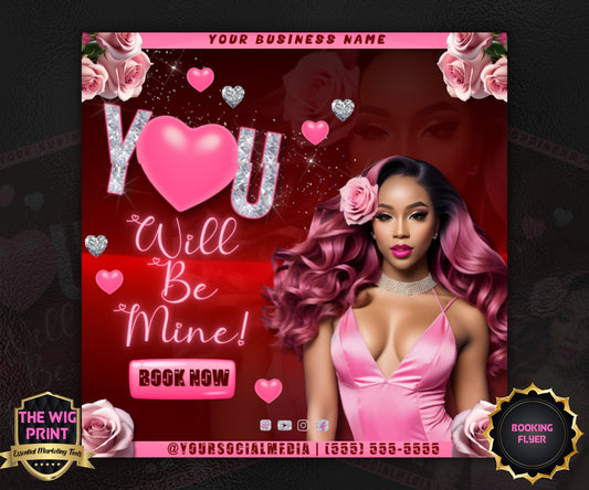 VDay | You Will Be Mine | 1 Flyer | Valentines You Theme | DIY | CANVA | Social Media Flyer