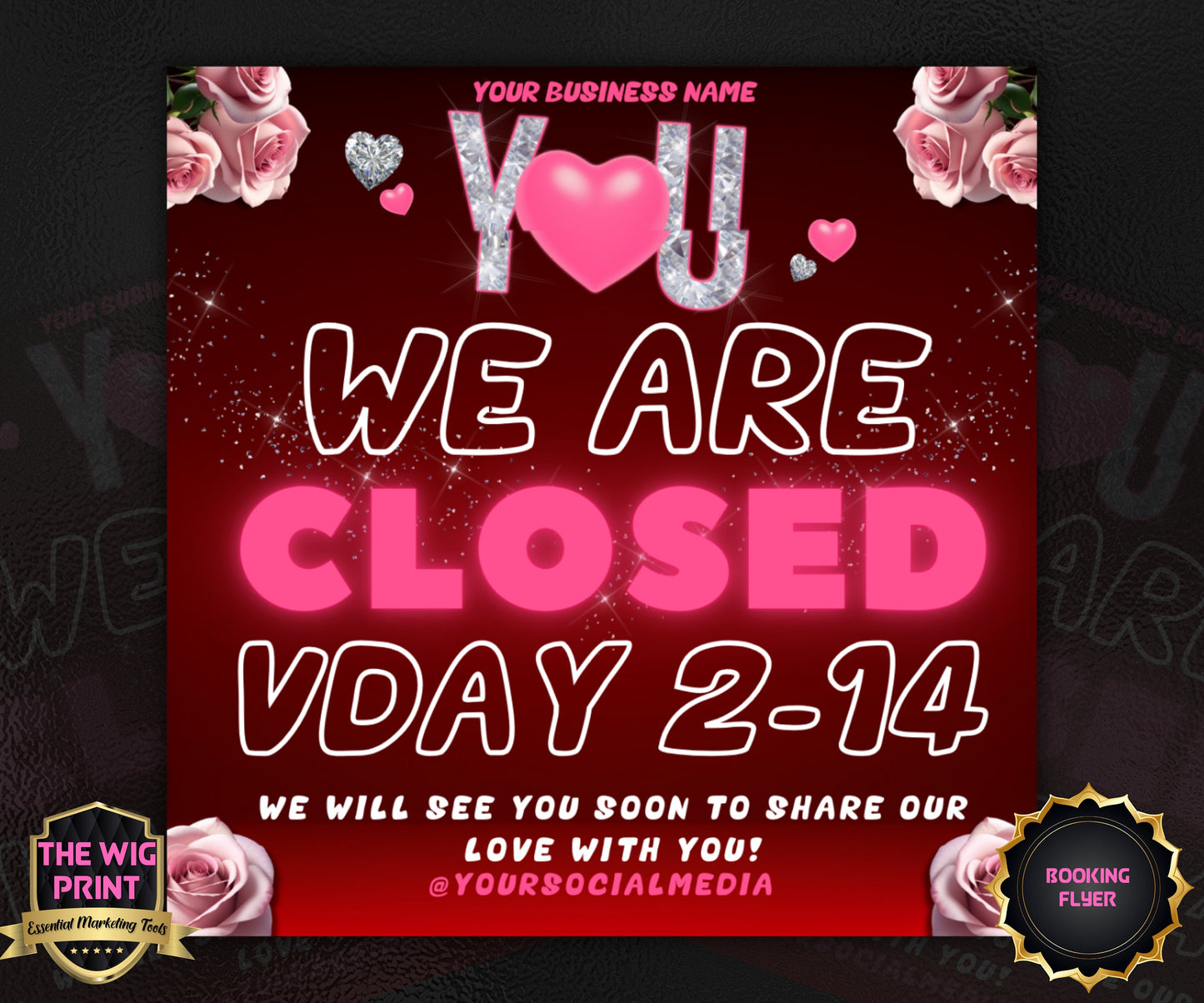 VDay | We are Closed | 1 Flyer | Valentines You Theme | DIY | CANVA | Social Media Flyer